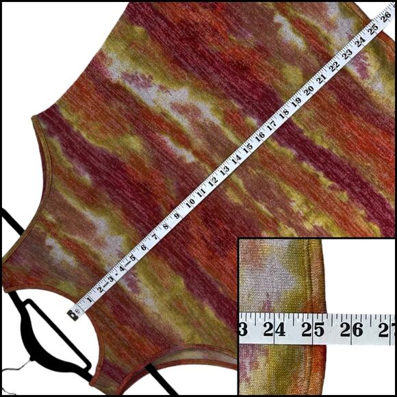 Gyft Stretchy Knit Tank Top Orange Yellow Red Size Medium - Picture 10 of 11